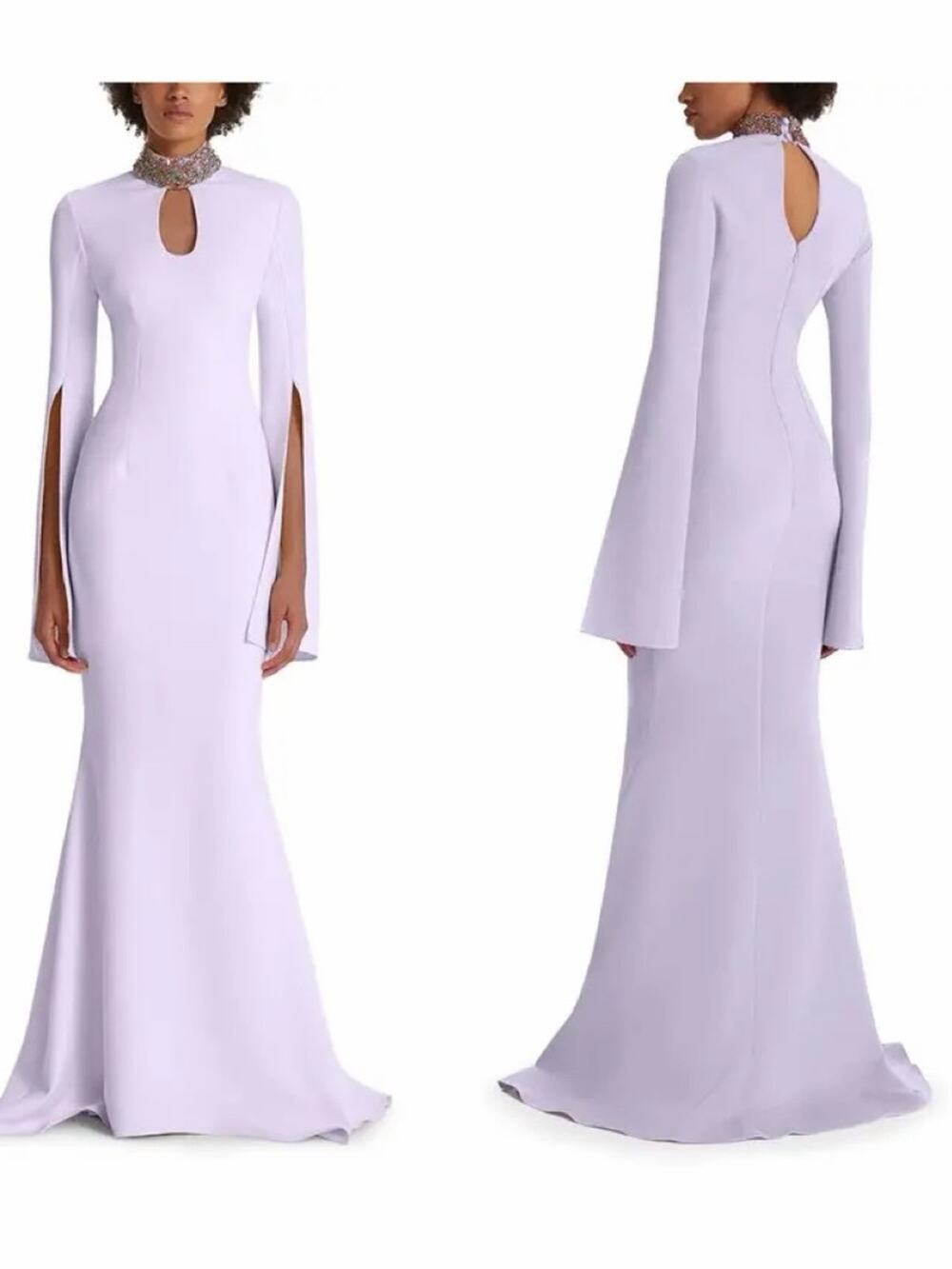 NWT $2165 SAFIYAA Anouk Long Dress Elegant Evening Gown Embellished Neck